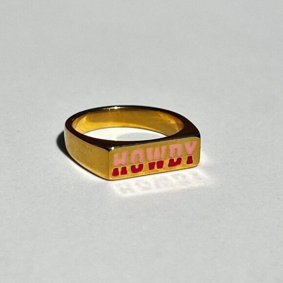 New! “Howdy” Gold Ring - Picture 1 of 3